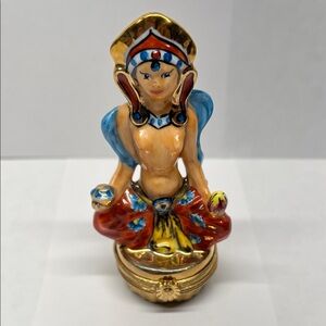 Limoges Gold and Red Ceramic Figurine